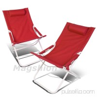Magshion 4 Position Pair Folding Beach Camping Patio Outdoor Travel Recliners Chair Set of 2 Grey